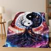 Nature Balance Yin Yang Tai Chi Black White Energy Flannel Blanket,Cozy Soft Throw Blanket for Home Bedroom Bed Sofa Cover Gift