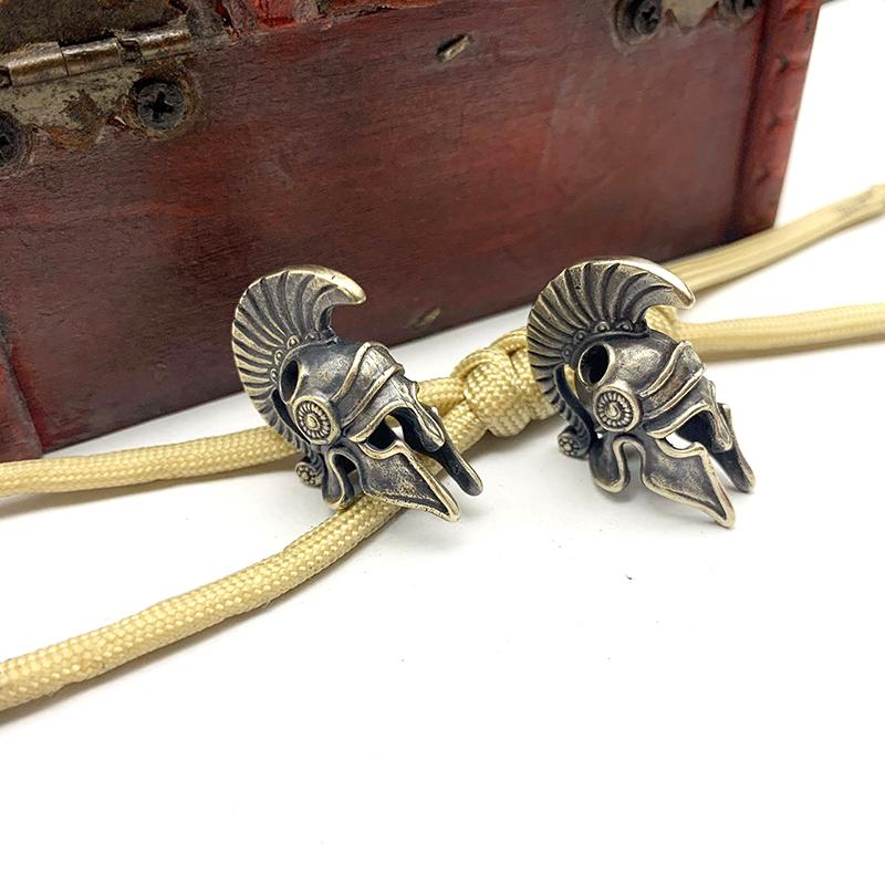 Brass Spartan Helmet Paracord Rope Beads Pendant Outdoor Tool Jewelry Accessory