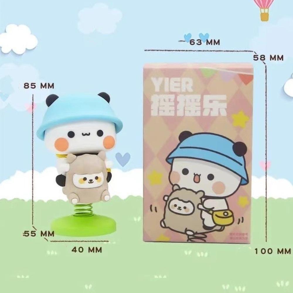 2Pcs Kawaii Panda Bear Figure Shaking Head Auto Center Console Ornament Cute Cartoon Miniatures