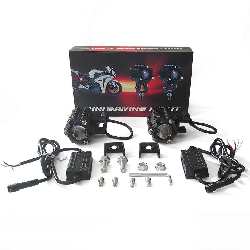 Two-color Small Steel Cannon, Motorcycle LED Spotlight, Two-color Headlight Lighting Modification Lamp, High and Low Beam, Super Bright and Waterproof