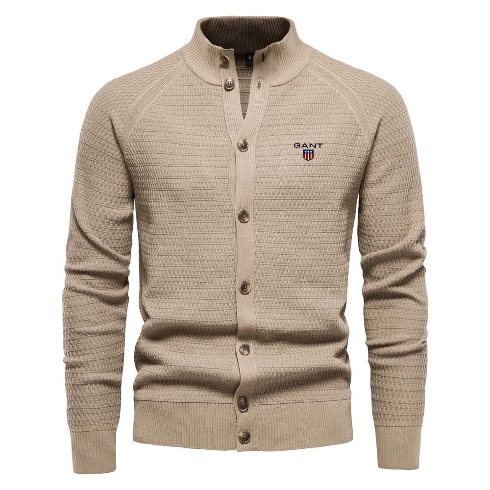 Gant Вышитый осенне-зимний новый тренд однотонный кардиган мужской свитер деловой высококачественный свитер вязаный свитер