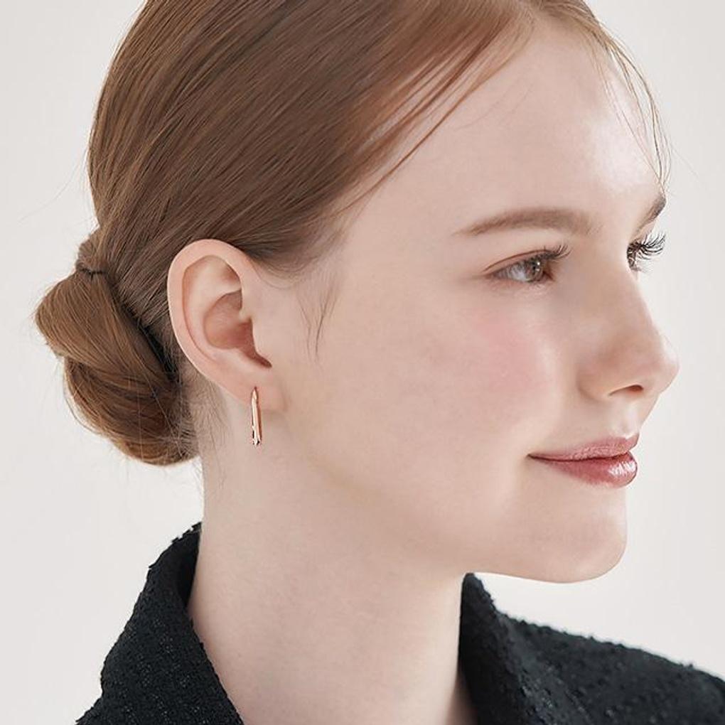 [ELLE Jewelry] 14K Basic Square One-Touch Ring Earrings ELGPEE551