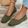 Large Size Spring New Flat Bottom Square Head Foot Cover Shallow Mouth Single Shoes Women's Knitted Fashion Versatile Shoes
