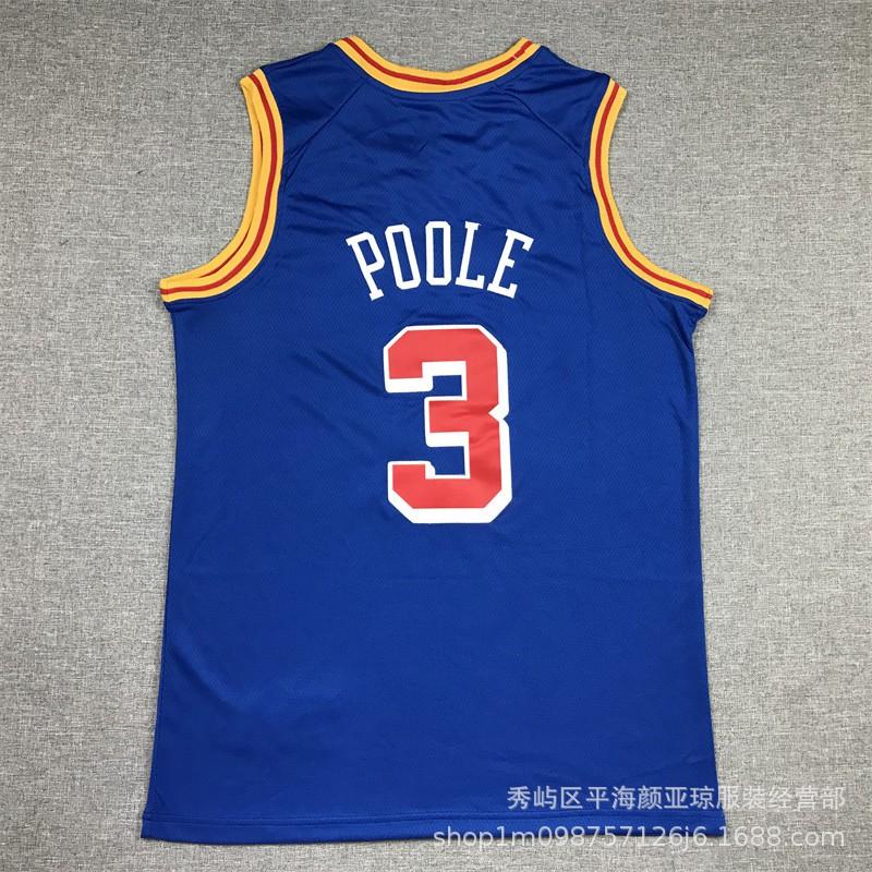 Embroidered Golden State Warriors Jersey 3 Jordan Poole Basketball Uniform Men Women Fall Winter