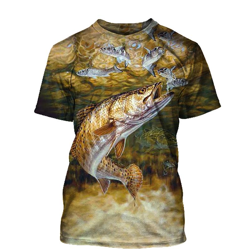 Summer 3D Printed Tee Cool Men 3D Fish T-Shirt Unisex Top
