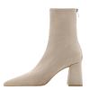 Large Size 2025 New Nude Boots Pointed High Heel Short Boots Women's Autumn and Winter Socks Boots Thick Heel Thin Boots