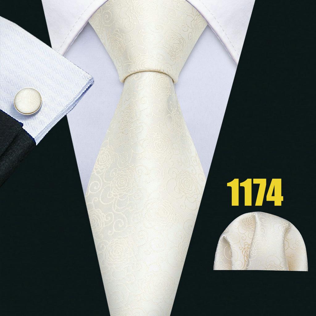 Barry.Wang Цветочные галстуки для мужчин, носовой платок, набор запонок, свадебный формальный набор галстуков