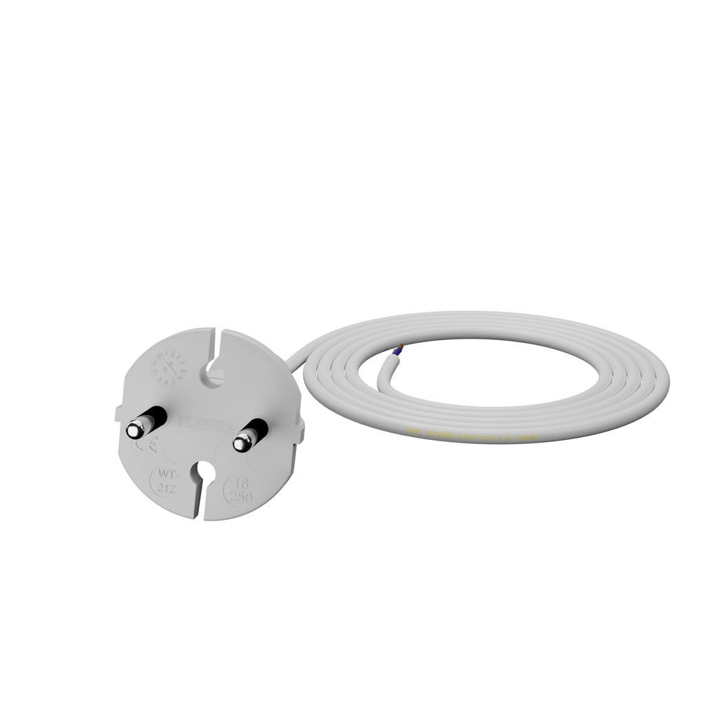 1.5M Connection Cable With Straight Plug 2X1Mm2 White Power Cable