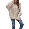Women's Autumn and Winter One-Shoulder Loose Knit Solid Colour Pullover Sweater