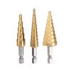 3Pcs/set 3-12mm 4-12mm 4-20mm HSS Straight Groove Step Drill Bit Titanium Coated Wood Metal Hole Cutter Core Drilling Tools Set