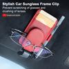 Car Visor Sunglass Faux Holder Magnetic Sunglasses Leather Clip Pens Cards Eyeglasses Hanger