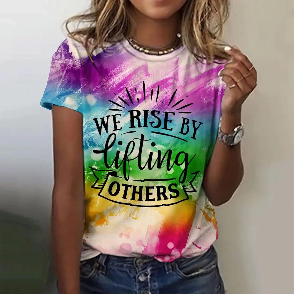 Летняя женская мода футболка мода цветочный узор O-образный вырез топы футболки женская одежда с коротким рукавом женская повседневная уличная одежда