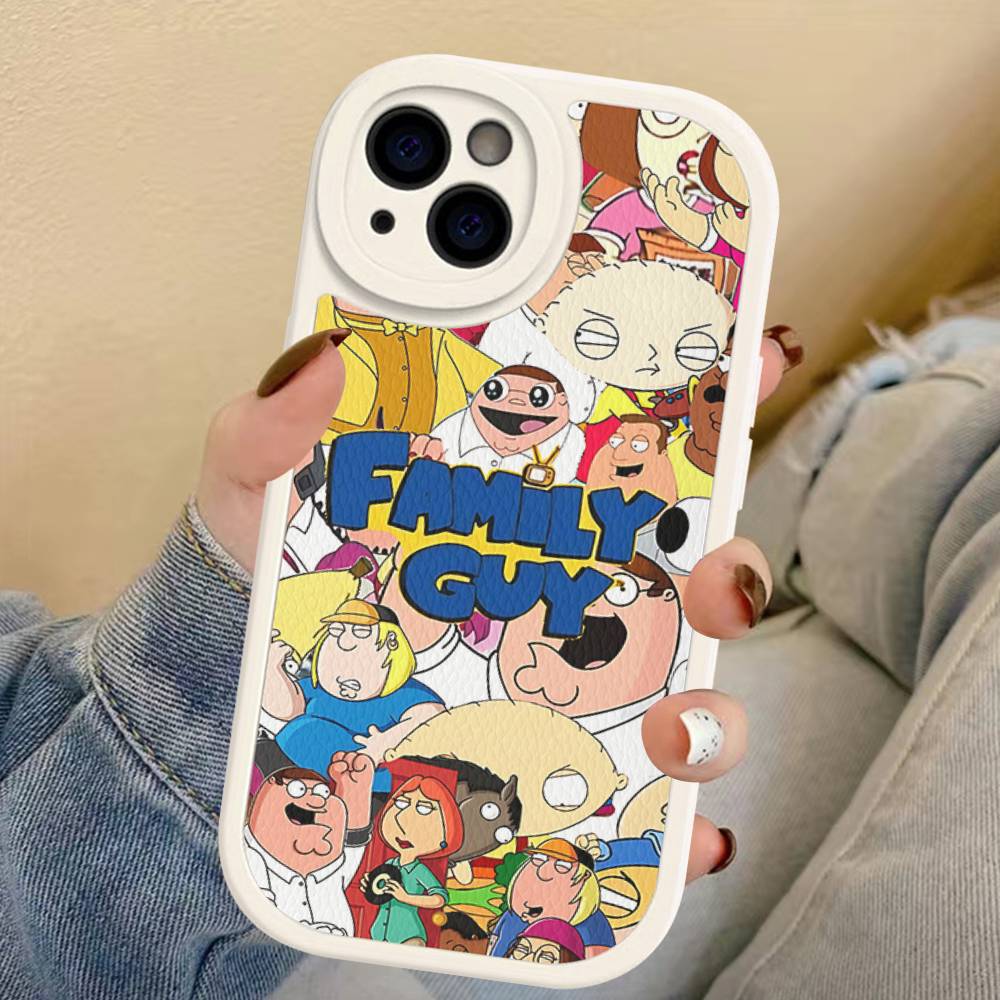 Aesthetic F-Family G-Guy Leather Phone Case For IPhone 16 15 14 13 12 11 Pro Max Plus Shockproof Cover