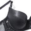 Women Sexy Soft Pu Leather Splice Sponge Padded B Cup Underwire Push Up Bra