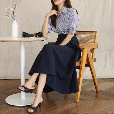 Юбка миди с высокой талией в стиле Хепберн - Женская летняя А-силуэта, юбка-свинг, скрывающая бедра