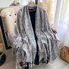 Модный женский зимний платок из искусственного кашемира с винтажным принтом, кисточками, толстый, теплый, пашмина, двусторонний, уличный шарф, шаль
