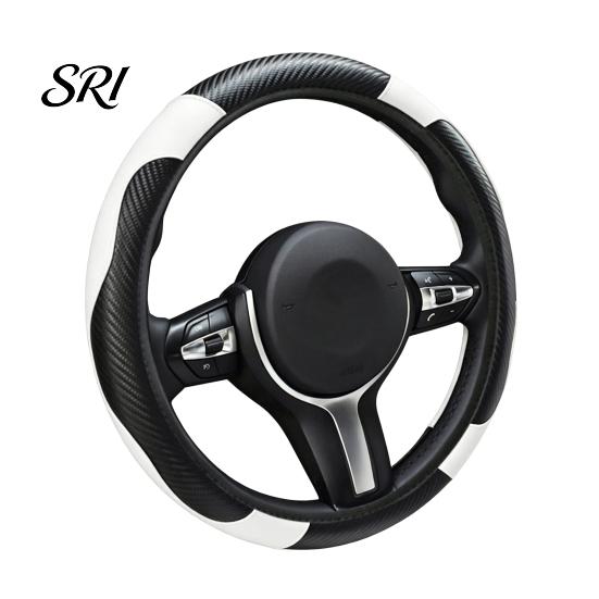 Breathable Car Interior Accessory Leather Steering Wheel Cover, Non-Slip Wrap with Honeycomb Ventilation Non Slip Driving Grip Cover Holes,