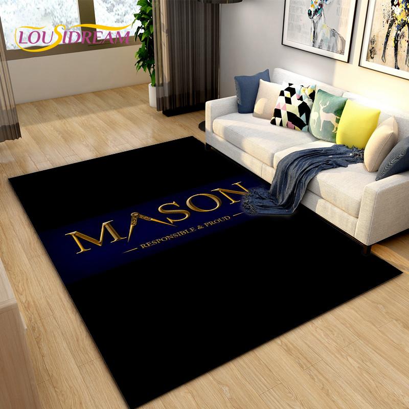 Masonic Carpet Freemason Illuminati Ring Area Rug Large,Carpet All Seeing Eye Rugs Carpets for Living Room,Fitness Pet Floor Mat