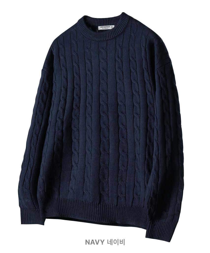UNTAPPED STUDIO [Set] Oversized Cable Collar Knit Or Oversized Round Knit (Type A)