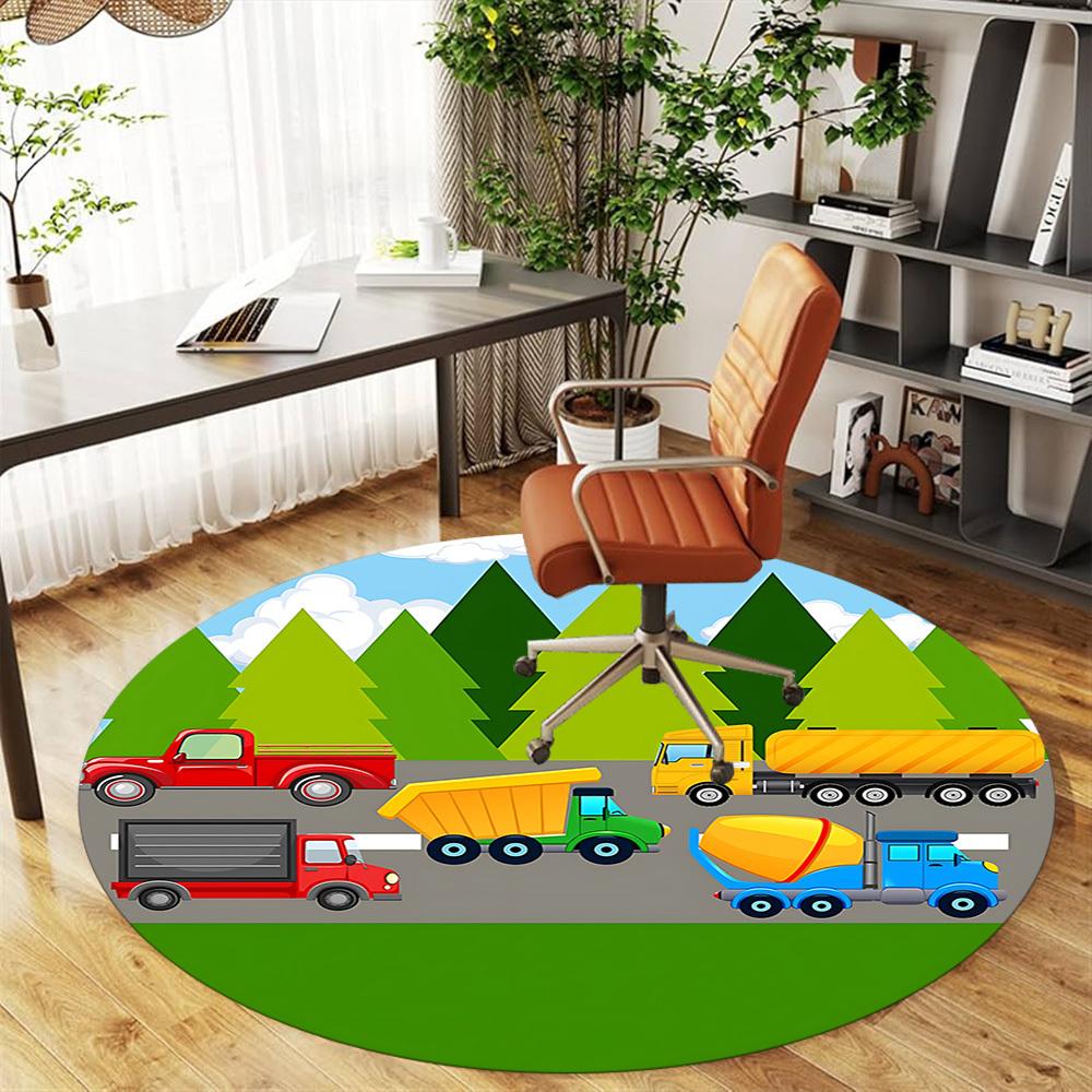 1pc truck forest Round Chair mat Area Rug - Non-Slip, Floor Mat for Office, Bedroom, and Indoor Decor c1125247