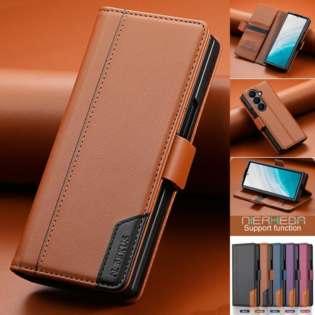 Luxury Leather Phone Case for Samsung Galaxy Z Fold 7 6 5 4 3 5G Fold7 2025 Magnetic Flip Book RFID Wallet Cover