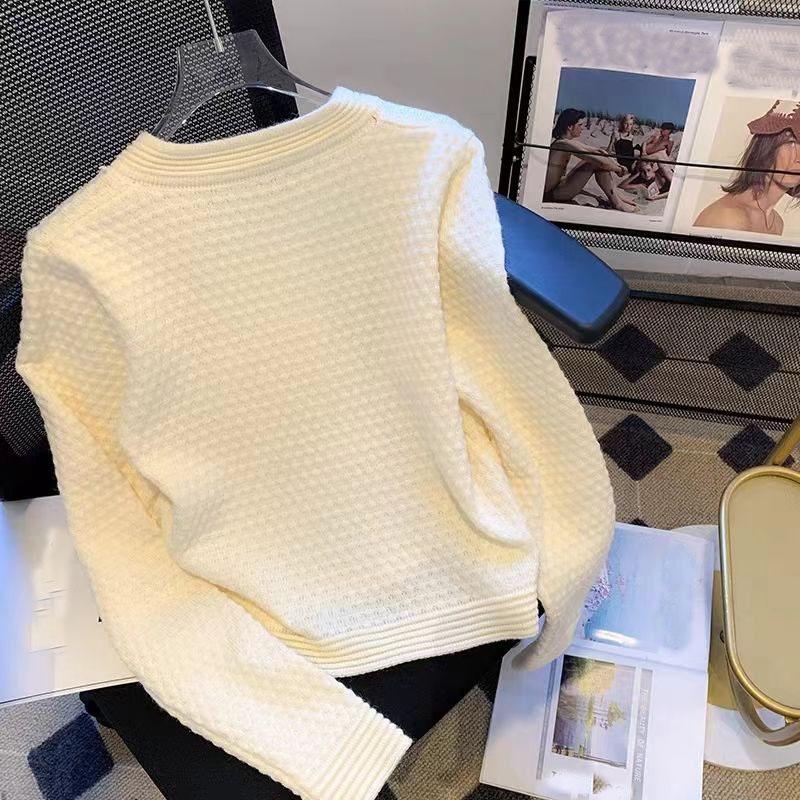 Cardigan Sweater Jacket Women's Autumn and Winter New Korean Version Red Bow Nail Bead Knitted Top