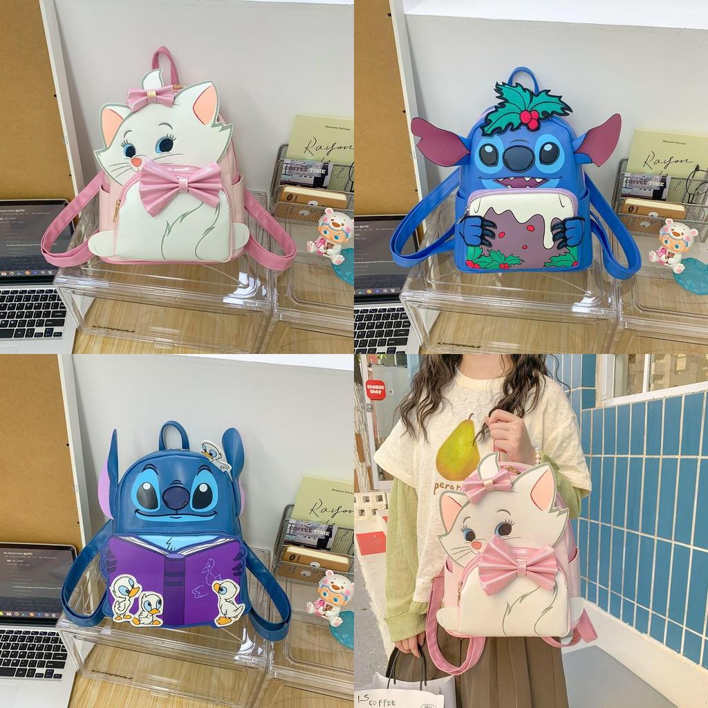 Cartoon Cute Bow Aristocats And Reading Design Student Backpack Daily For
