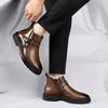 Модные мужские высокие кожаные ботинки Модные и универсальные ботинки в британском стиле для отдыха на мотоцикле, для бизнеса, повседневного офиса