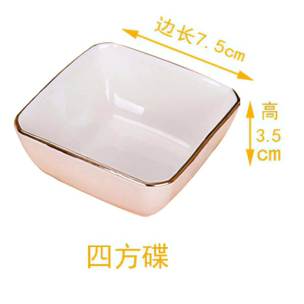 Керамическая тарелка для приправ Nordic Gold Edge Square Small Plate Фарфоровая тарелка для макания Домашняя тарелка Кухонные принадлежности Посуда