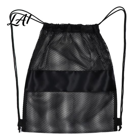 Foldable Mesh Shoulder Bag Sports Drawstring Backpack Bag Breathable Swim Gear Sack Waterproof Equipment Carrier Quick Dry Net Beach for Swimming