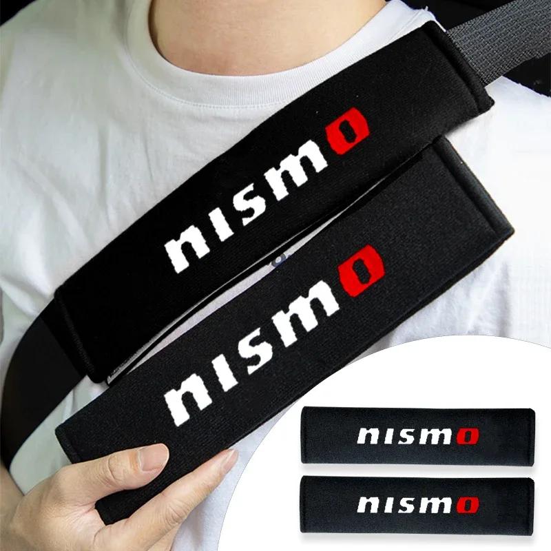 2pcs Car Shoulder Strap Covers Shoulder Protector Pad For Nissan Nismo Logo Tiida Teana Qashqai Juke X trail Note Almera Skyline