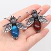 Women Brooch Natural Stone Bee-Shaped Pendant For Jewelry Making DIY Necklace Bracelet Clothes Shirts Accessory