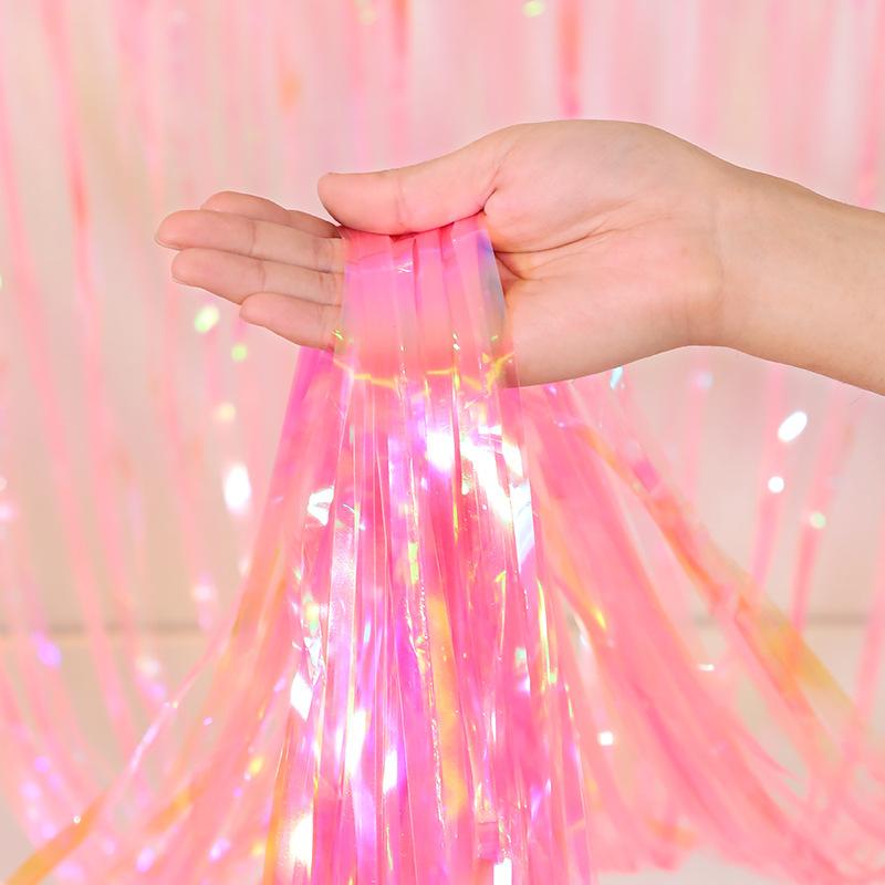 1pack 0.5X1M Glitter Party Backdrop Metallic Foil Tinsel Fringe Curtain Birthday Wedding Bachelorette Decoration Anniversary