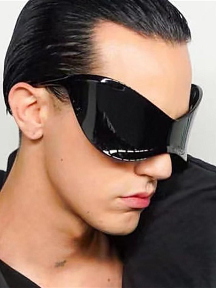 Большие цельные солнцезащитные очки Cyberpunk Retro с технологиями будущего для женщин и мужчин Y2K Fashion Super Sunglasses Punk Mask UV400