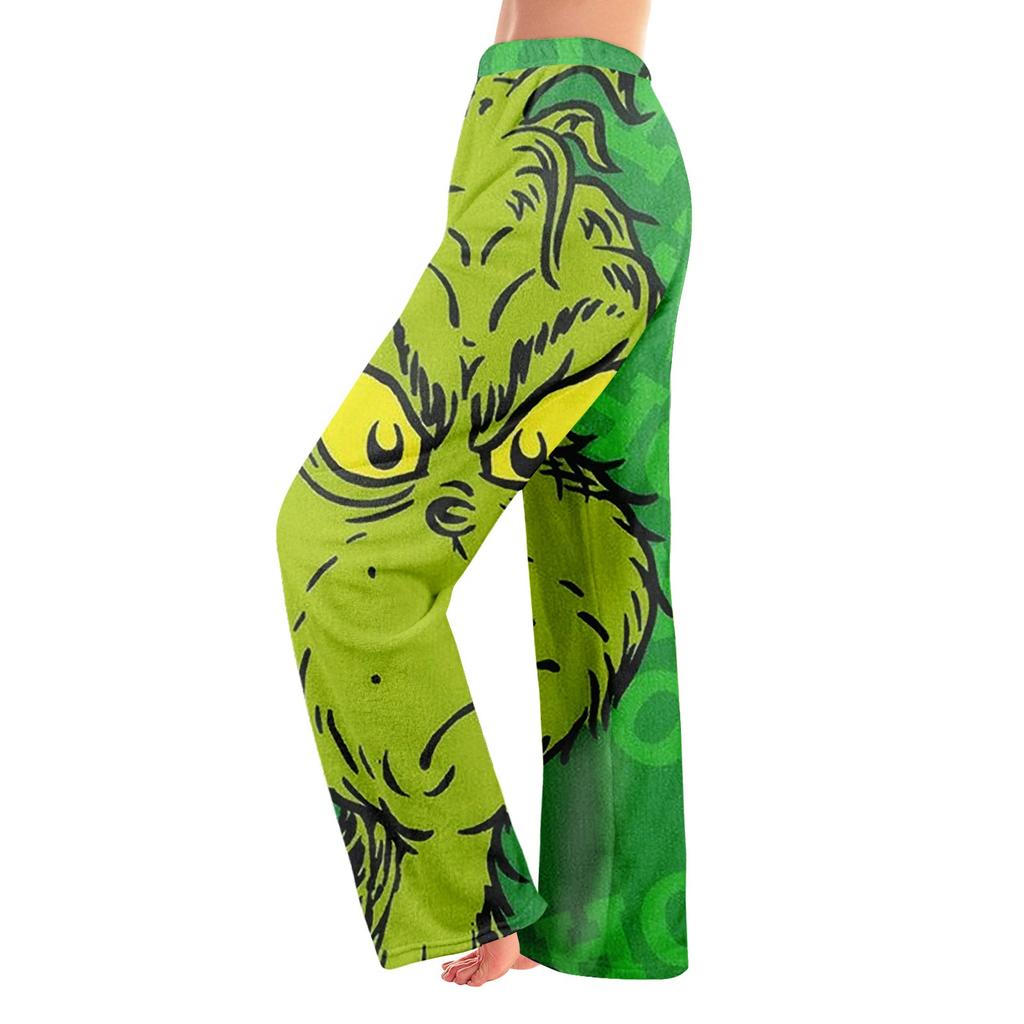 Women Winter Pants Full Length Long Trousers Christmas Printed Pants