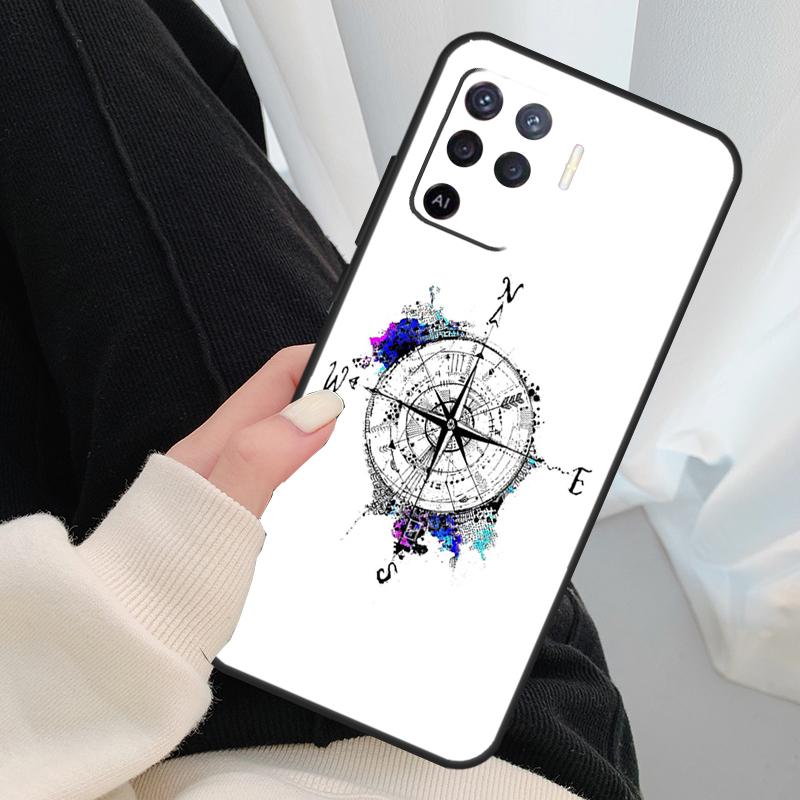 Карта мира Компас Морской Чехол Для Oppo A54 A74 A94 A18 A57 A17 A77 A38 A58 A78 A98 A80 A60 A40 A96 A76 A16 A15 A5 Pro
