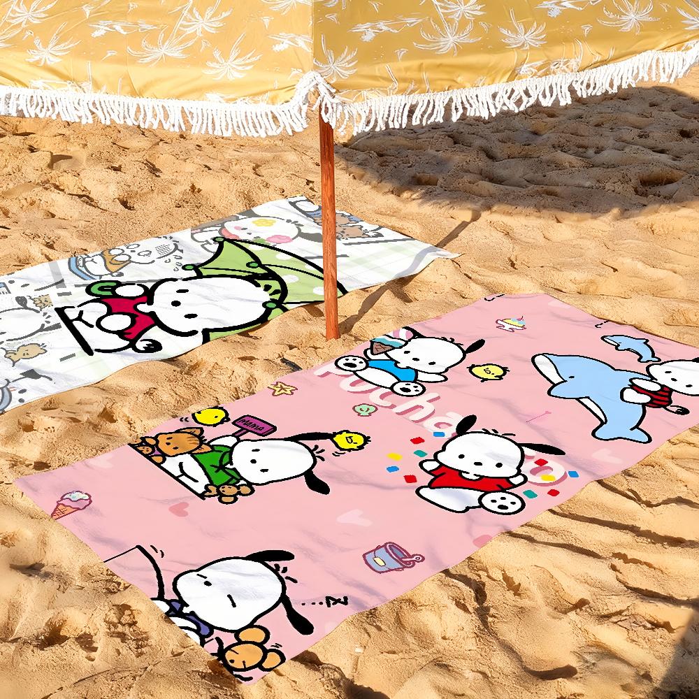 Милое Мультяшное Полотенце P-Pochacco Быстросохнущее Мягкое для Йоги, Плавания, Фитнеса, Альпинизма, Большие Пляжные Полотенца