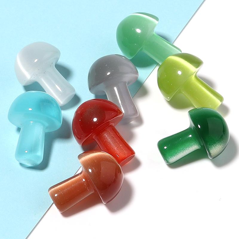 5Pcs/Lot 20×15mm Cat's Eye Beads Colorful Mushroom Shaped Nonporous Accessories For Jewelry Production Diy Charm Pendant