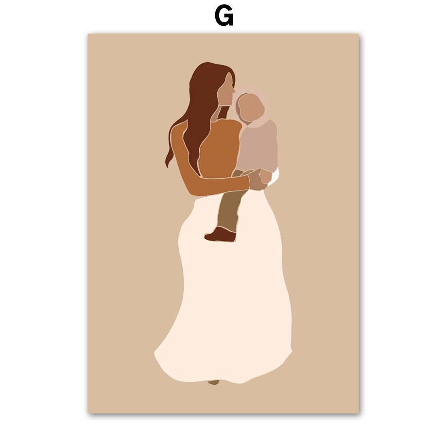 Беременная мама и ребенок, настенная живопись на холсте, картина для матери и ребенка, плакаты на скандинавскую тему и принты, настенные панно для детской комнаты, декор для спальни