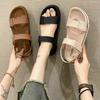 Summer New Women's Sandals Flat Korean Version Fashion Outside Casual Beach Word with Velcro Sandals