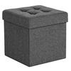 Foldable Storage Footrest Stool Ottoman and Linen Fabric Dark Gray 38 X 38 X 38 Cm
