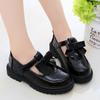 Kids Leather Shoes Girls Oxfords Leather Flats T-strap Children's Shoes Cut-outs Breathable Anti-slip British Vintage Style Bow