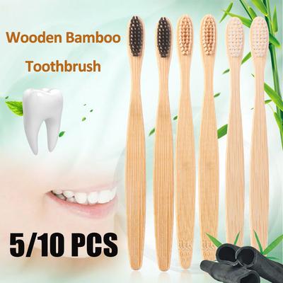 Взрослая радужная разноцветная деревянная бамбуковая зубная щетка, экологичная щетка для зубов, мягкая щетина