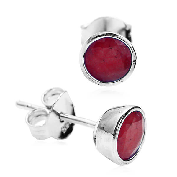 Silver Earrings with Rubies - Kdr4394