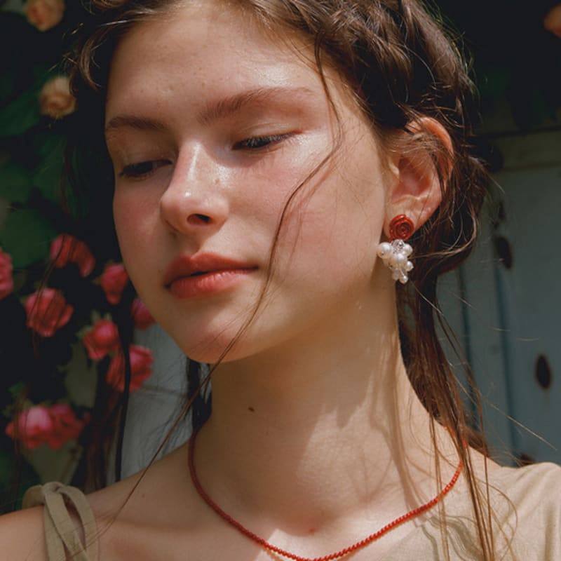 VINTAGE HOLLYWOOD Rose Blossom Pearl Earrings_VH2435EA005M