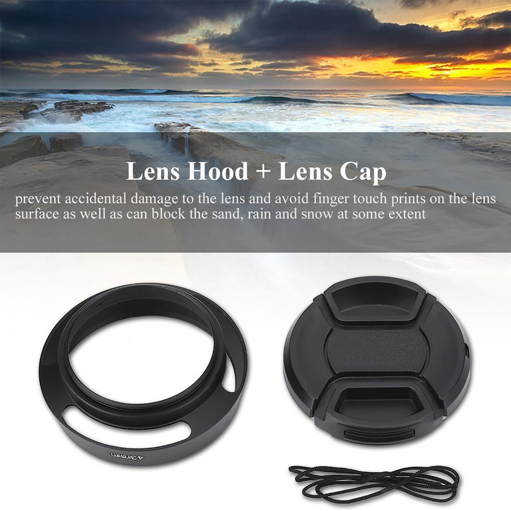 43 мм черная металлическая бленда объектива с пластиковой крышкой объектива для аксессуаров Leica Photography