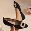 Elegant Flat Bottom Commuter Women's Shoes Soft Sole Rhinestone Design Flats Women's Single Shoes Comfortable All Day Wear Flats