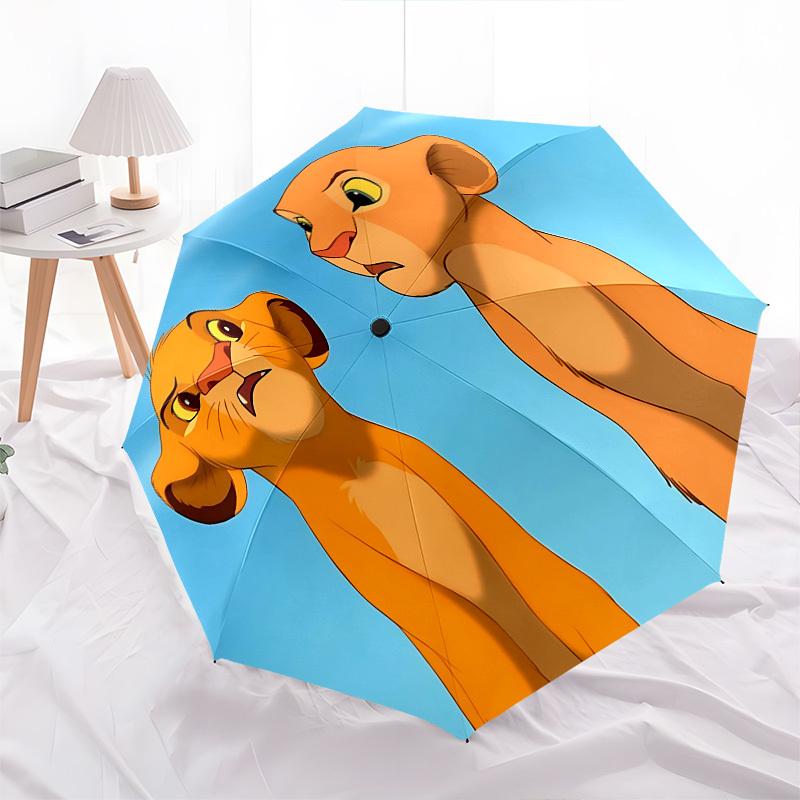 Lion King Simba Nala Themed Automatic Opening and Closing Umbrella, Brightly Colored 8-rib Portable Umbrella, Suitable for Men and Women, A Perfect Gi