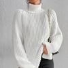 Autumn Winter Turtleneck Women Knitted Sweater New Fashion Long Sleeve Plus Size Split Pullover Sweaters Loose Casual Tops Solid Color Clothing 1681