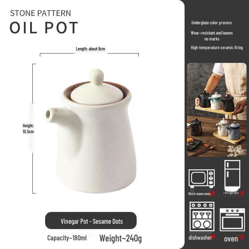 Large Ceramic Vinegar and Soy Sauce Bottle for Japanese Cuisine - Oil and Seasoning Container for Kitchen.